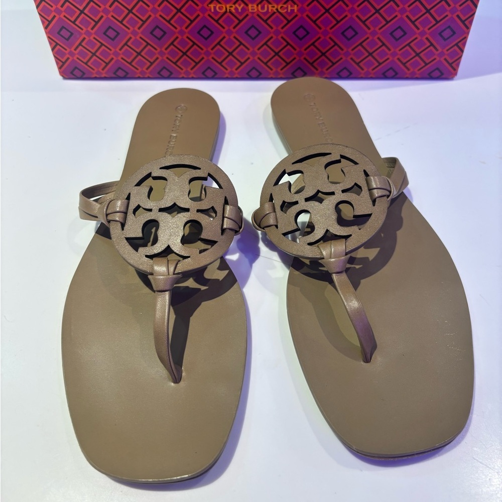 Tory Burch Miller Square Toe Brown Sandals NWT